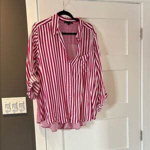 Jane and Delancey Pink and White Striped Button-Down Shirt